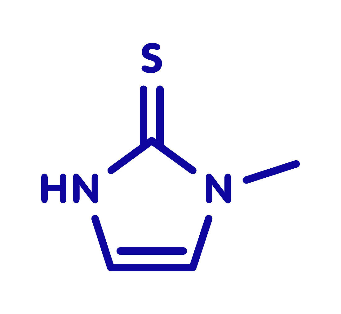 Methimazole hyperthyroidism drug molecule, illustration