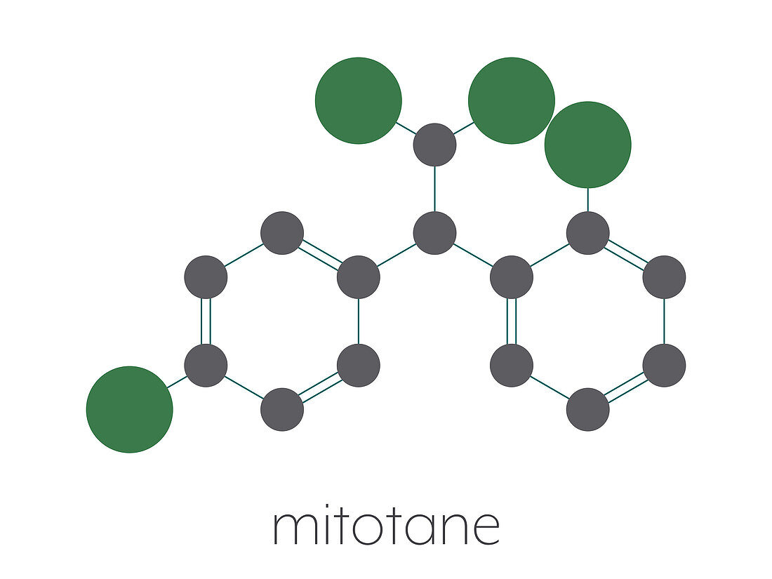 Mitotane cancer drug molecule, illustration