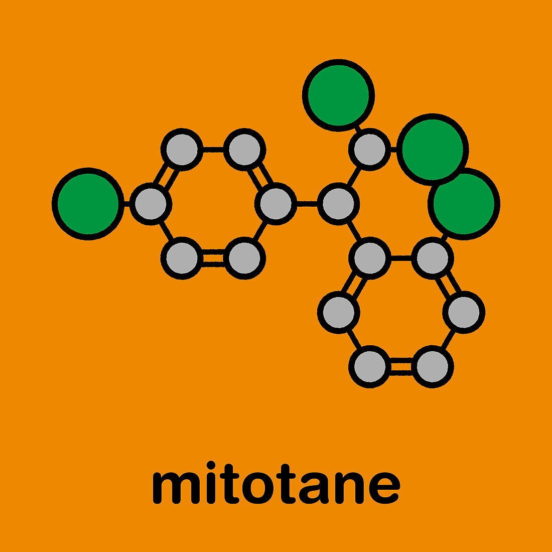 Mitotane cancer drug molecule, illustration