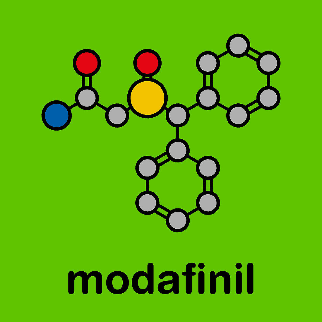 Modafinil wakefulness promoting drug molecule, illustration