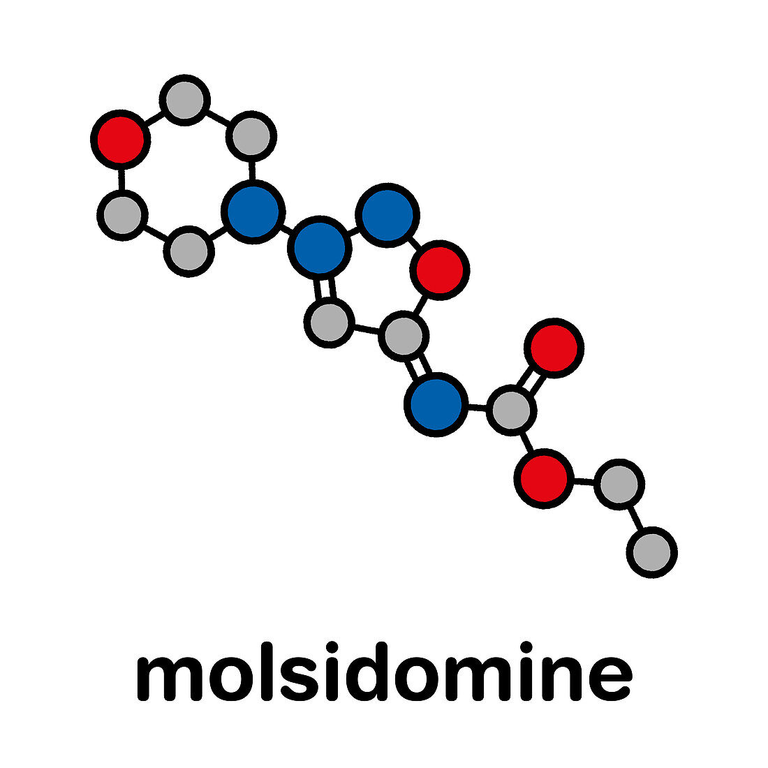 Molsidomine angina drug molecule, illustration