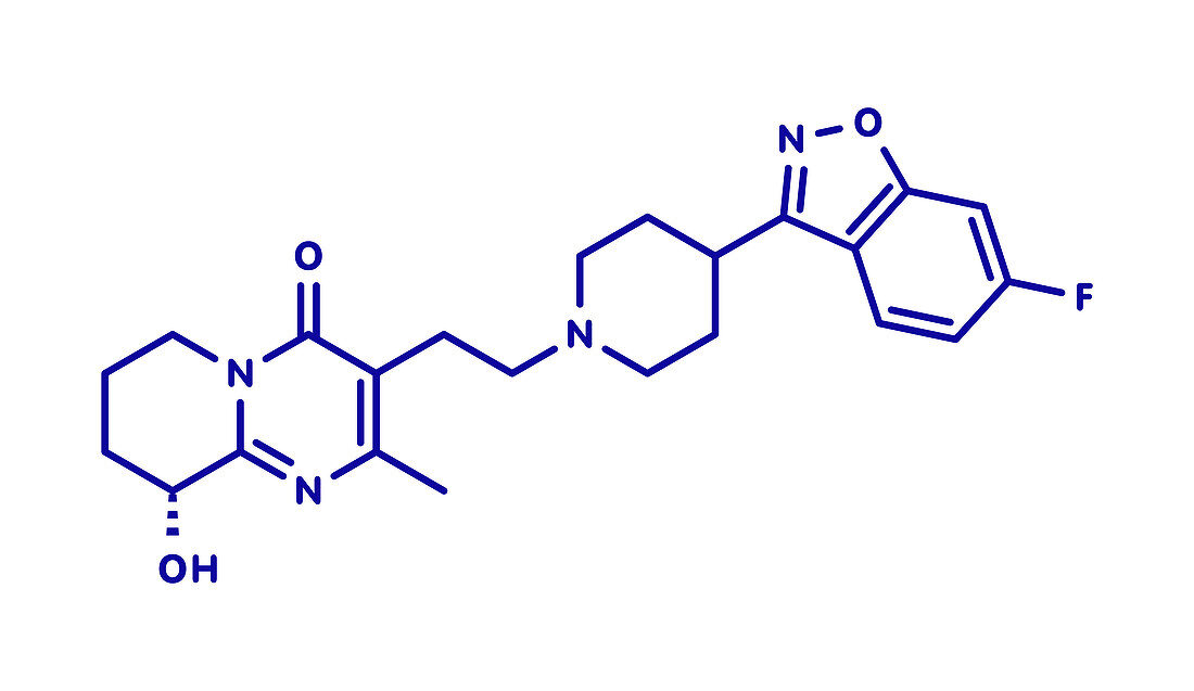 Paliperidone antipsychotic drug molecule, illustration
