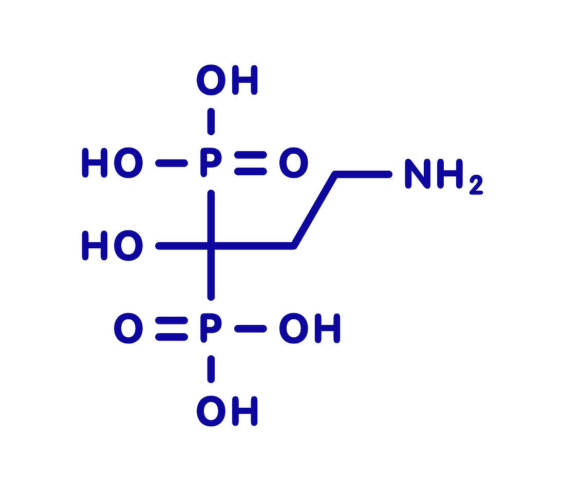 Pamidronic acid osteoporosis drug molecule, illustration