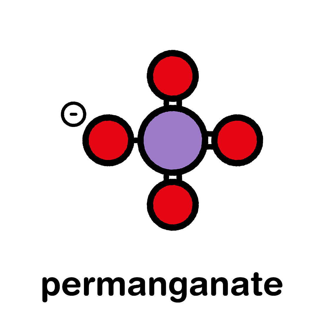Permanganate anion chemical structure, illustration