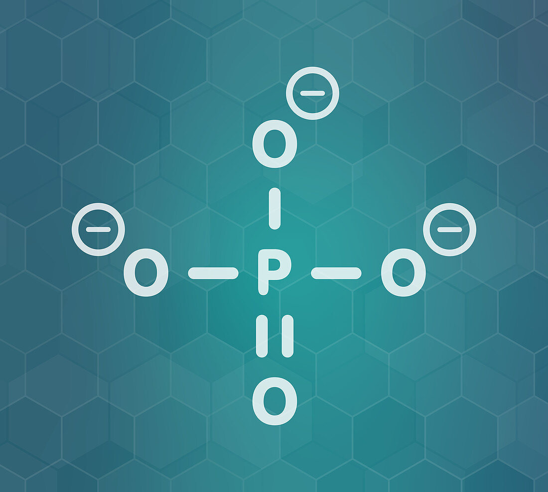 Phosphate anion chemical structure, illustration