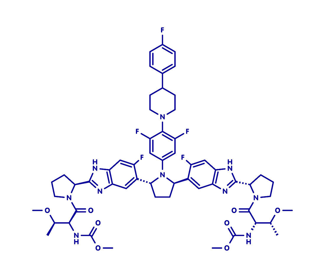 Pibrentasvir hepatitis C virus drug molecule, illustration
