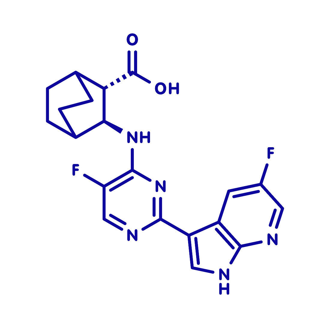 Pimodivir influenza drug molecule, illustration