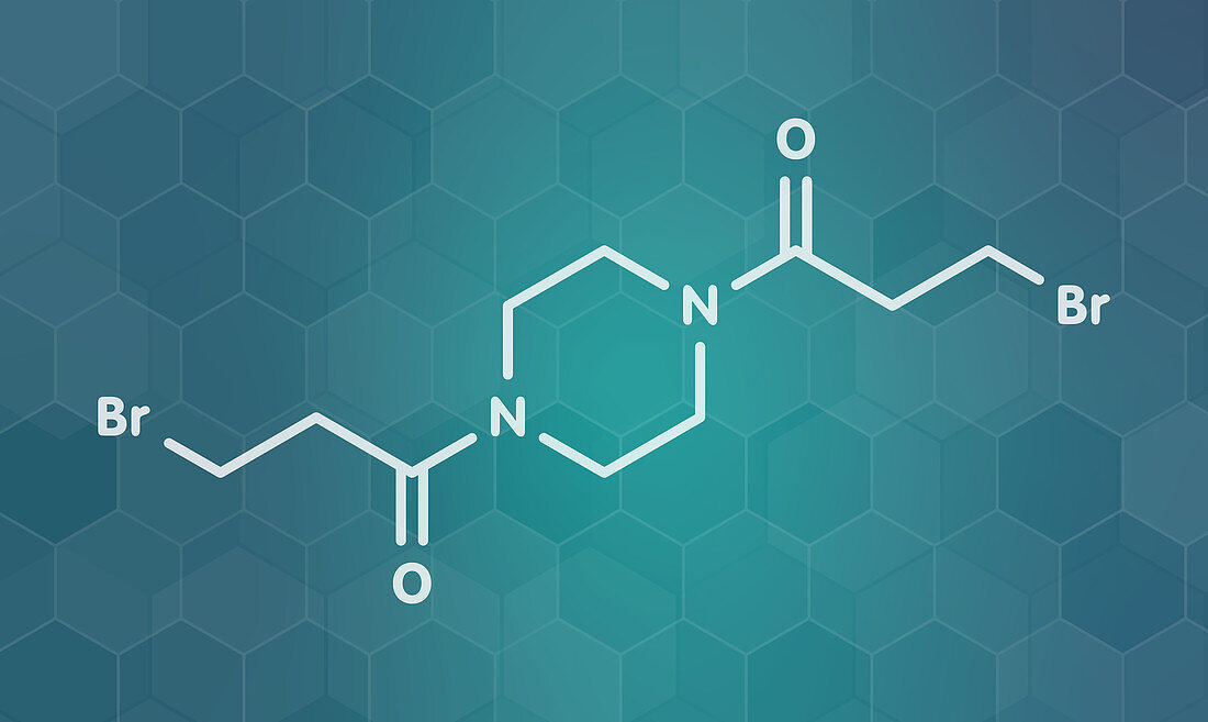 Pipobroman cancer chemotherapy drug molecule, illustration