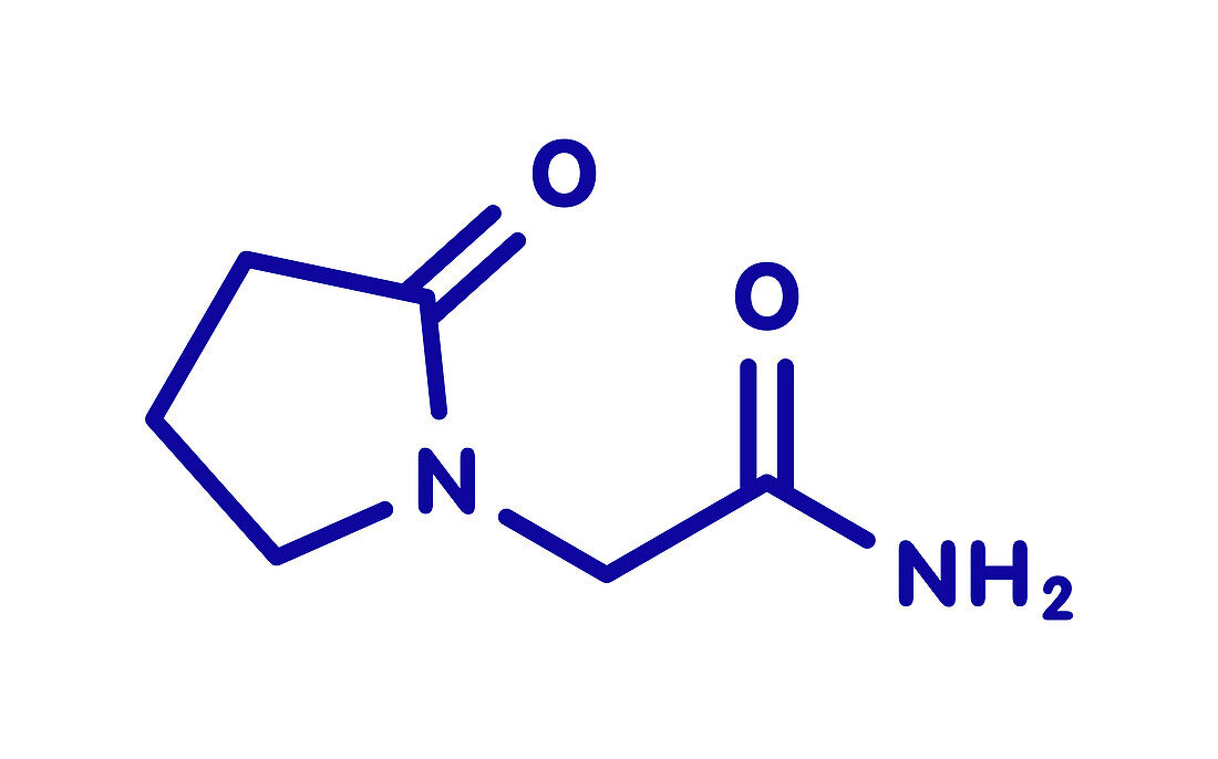 Piracetam nootropic drug molecule, illustration