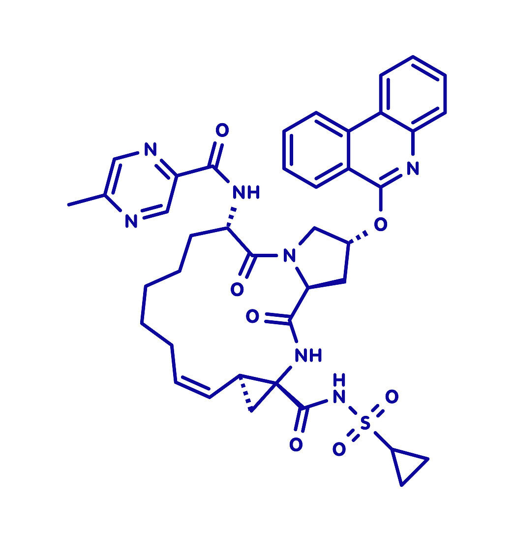 Paritaprevir hepatitis C virus drug molecule, illustration