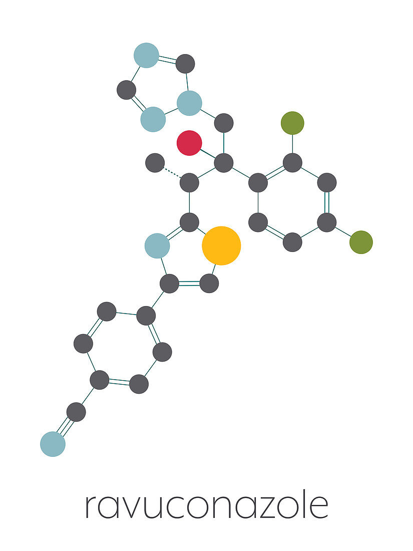 Ravuconazole antifungal drug molecule, illustration