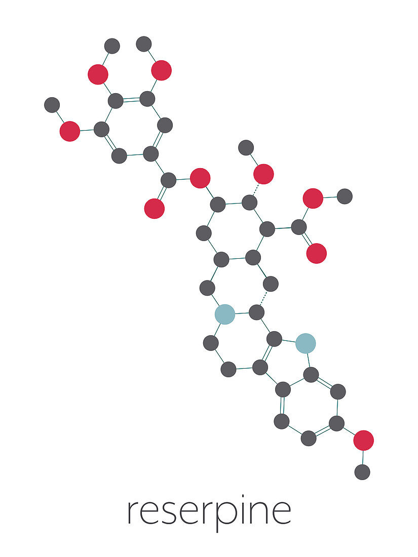 Reserpine alkaloid molecule, illustration