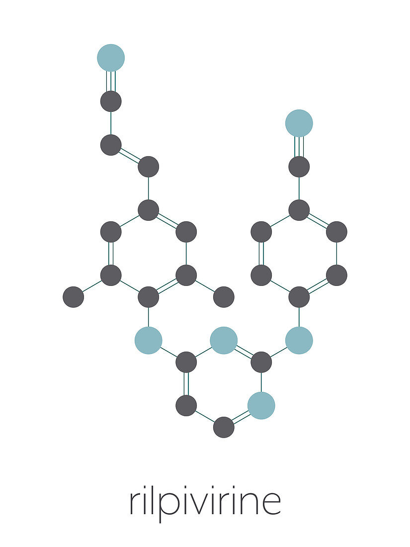 Rilpivirine HIV drug molecule, illustration