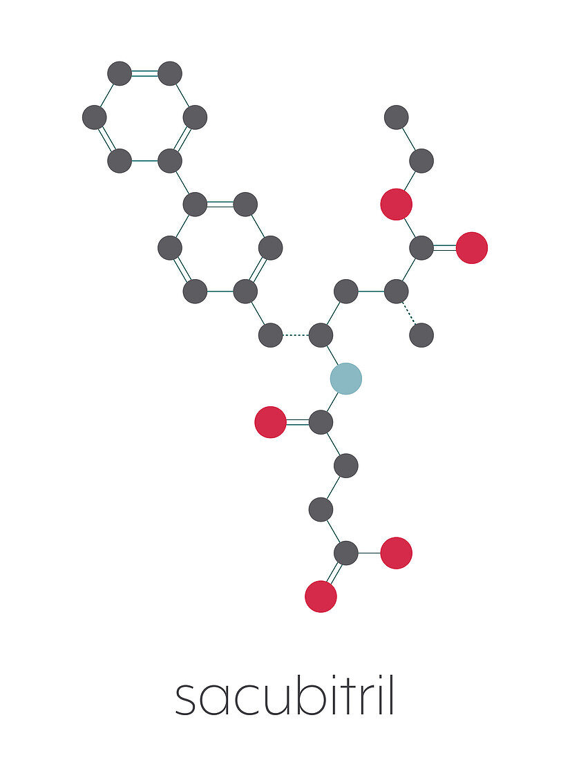 Sacubitril hypertension drug molecule, illustration