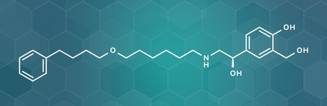 Salmeterol asthma drug molecule, illustration