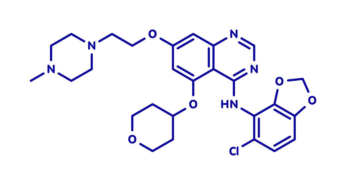 Saracatinib drug molecule, illustration