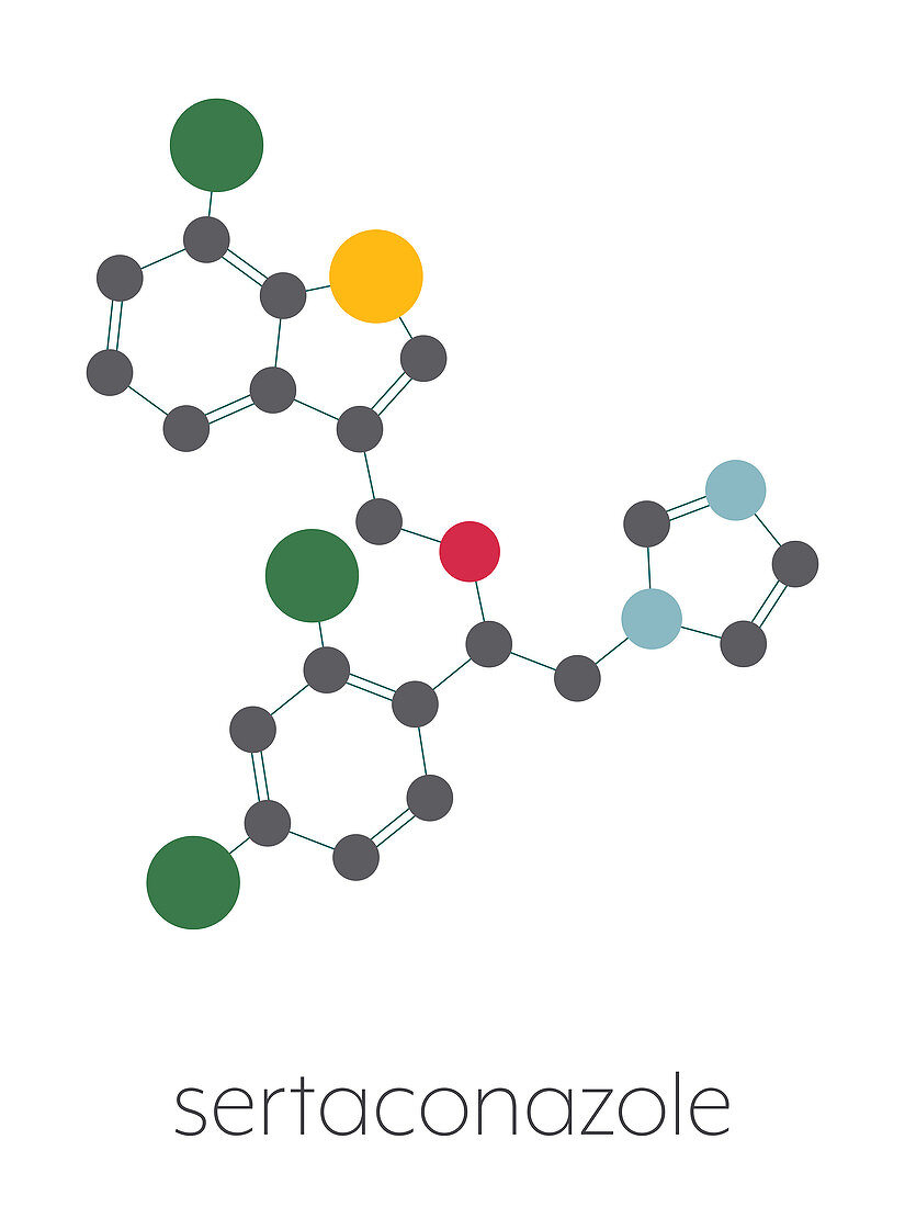 Sertaconazole antifungal drug molecule, illustration