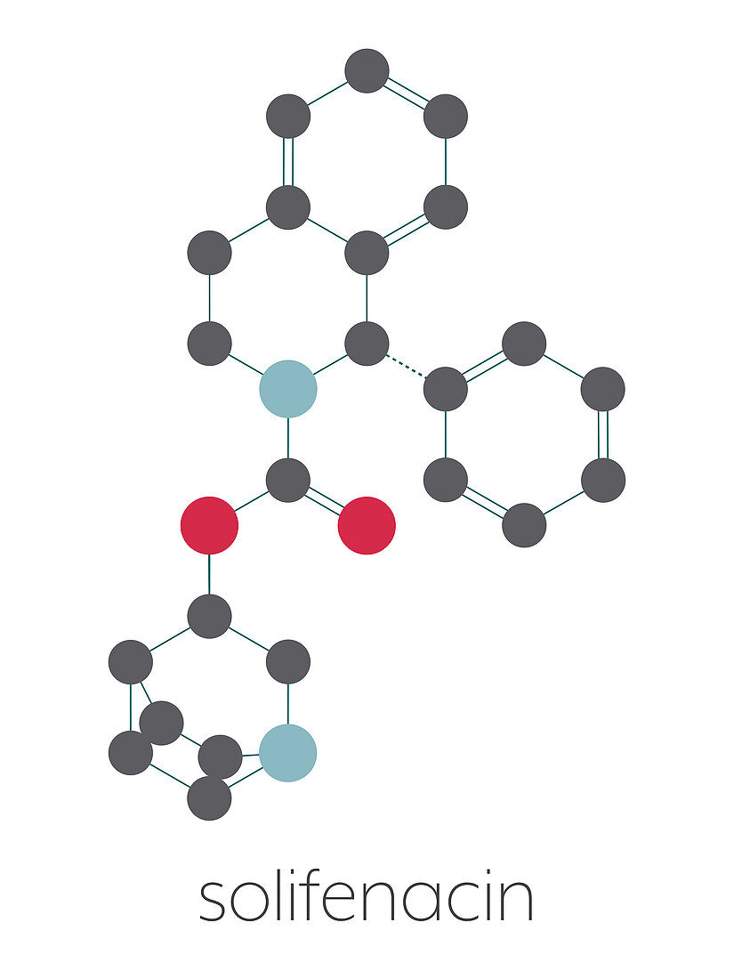 Solifenacin overactive bladder drug molecule, illustration