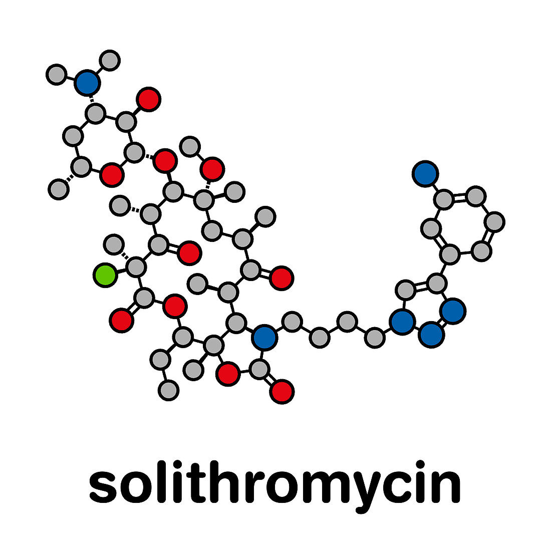 Solithromycin antibiotic drug molecule, illustration