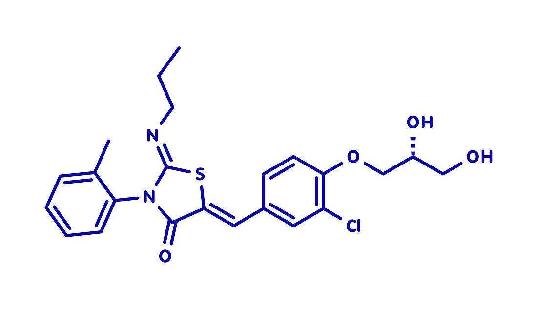 Ponesimod anti-inflammatory drug molecule, illustration