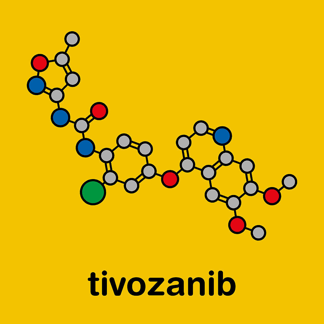 Tivozanib cancer drug molecule, illustration