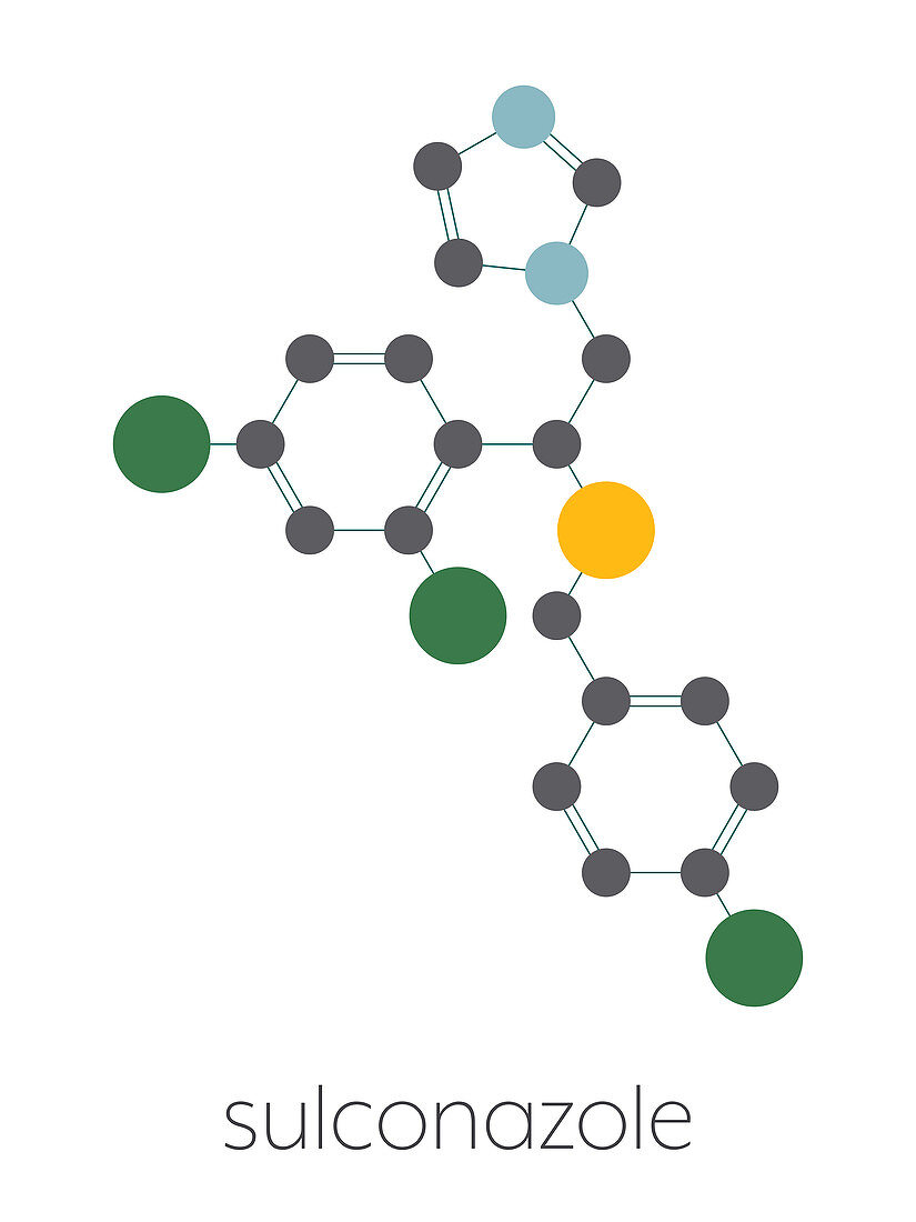 Sulconazole antifungal drug molecule, illustration