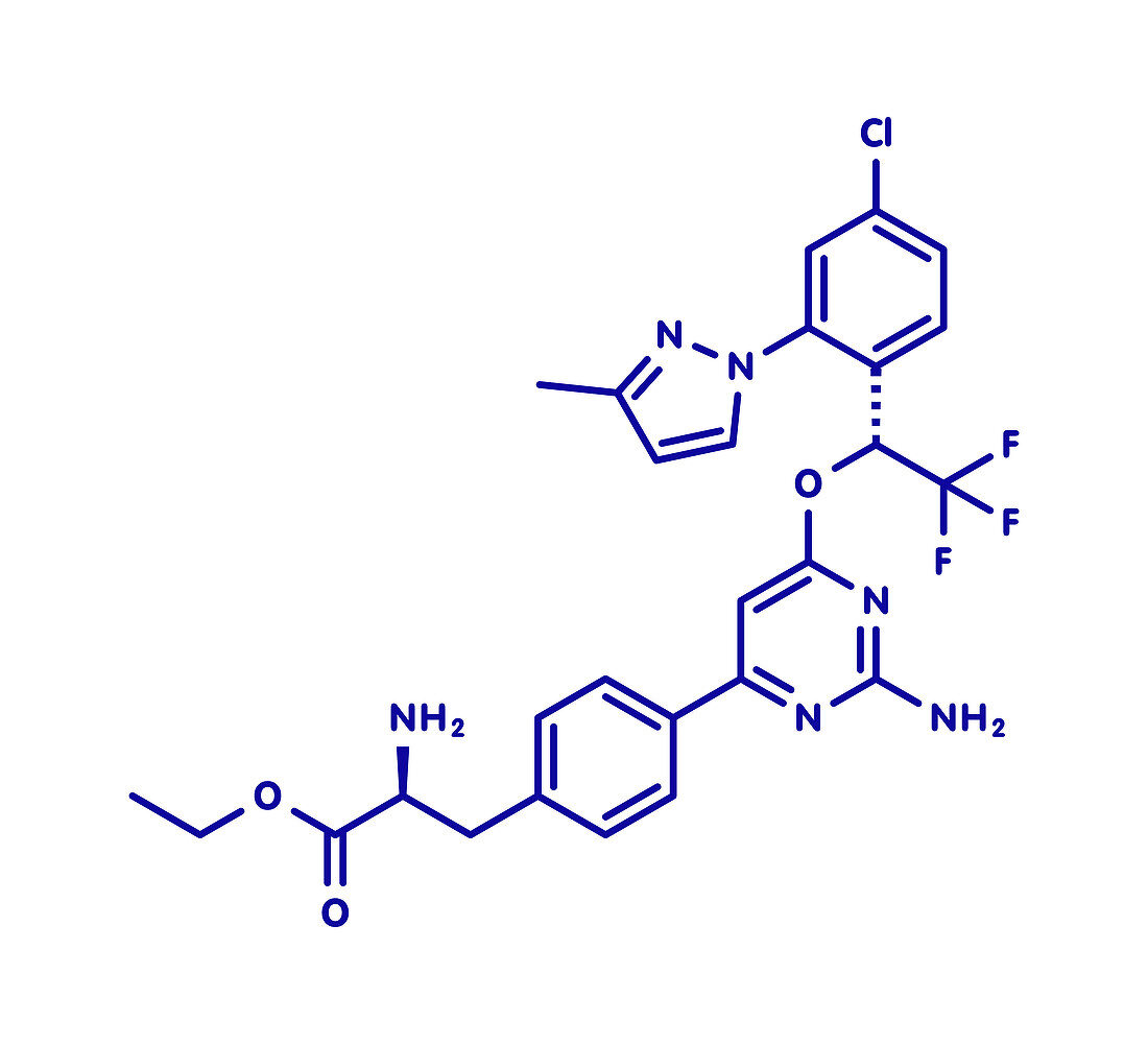 Telotristat ethyl drug molecule, illustration