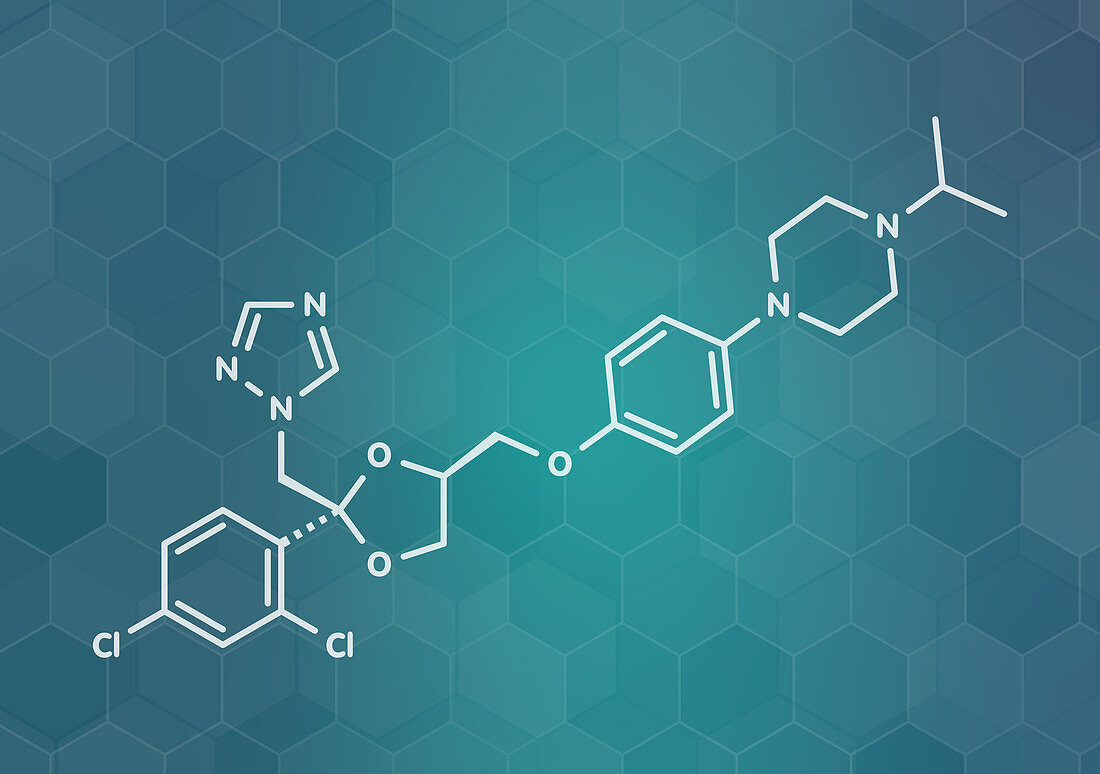 Terconazole antifungal drug molecule, illustration