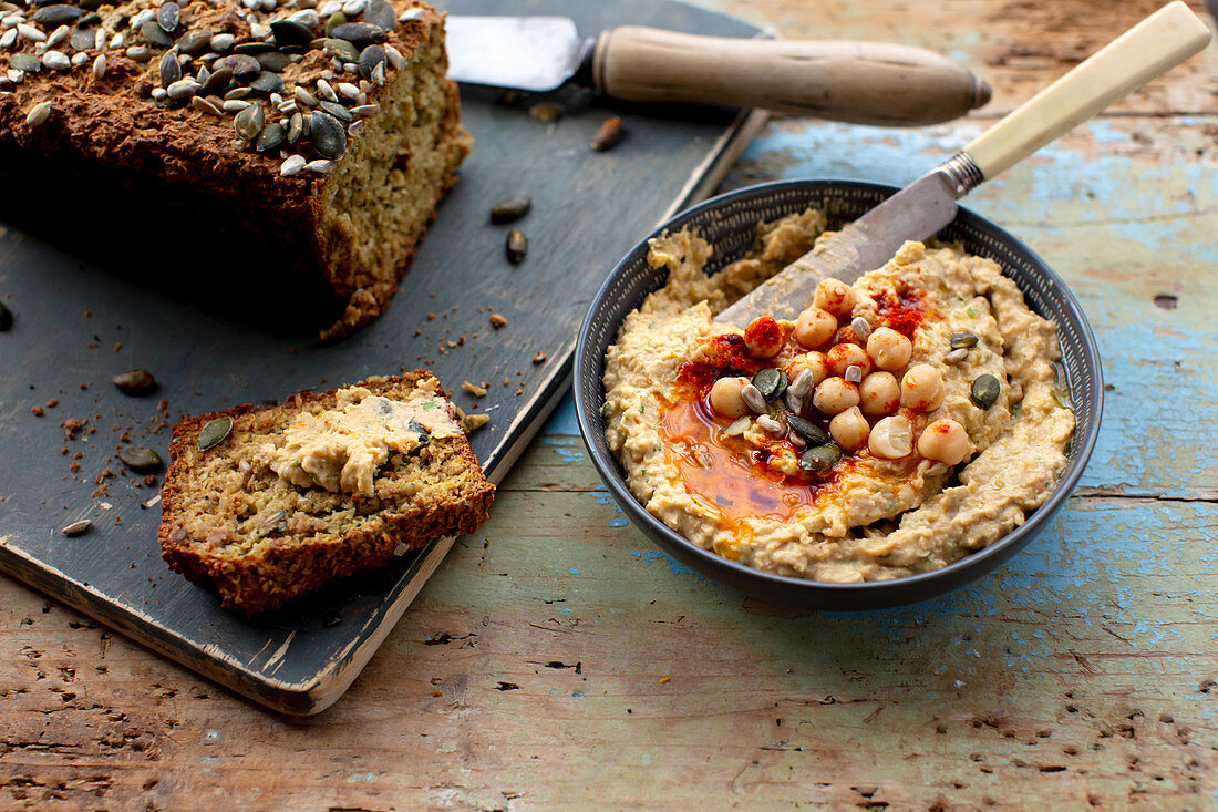 Oat bread with hummus