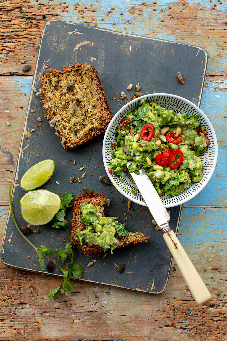 Oat bread with guacamole