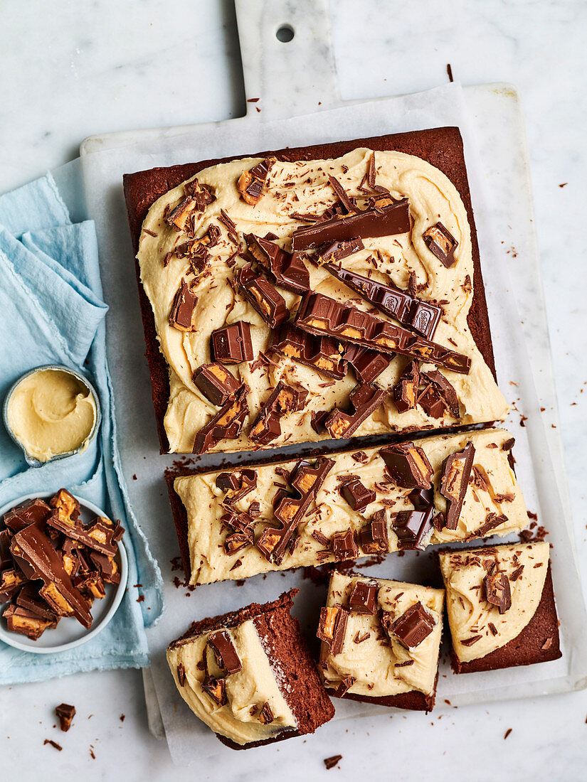 Chocolate Peanut Butter Slab Cake