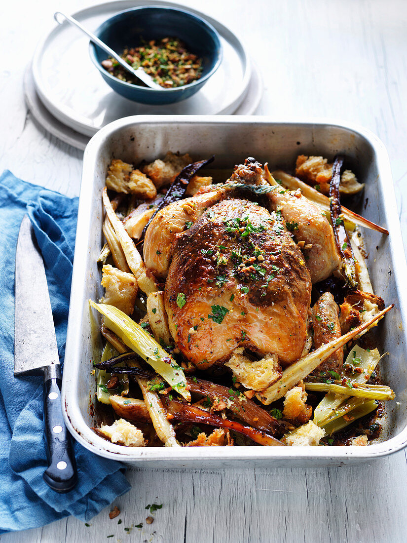 Almond Gremolata Roast Chicken