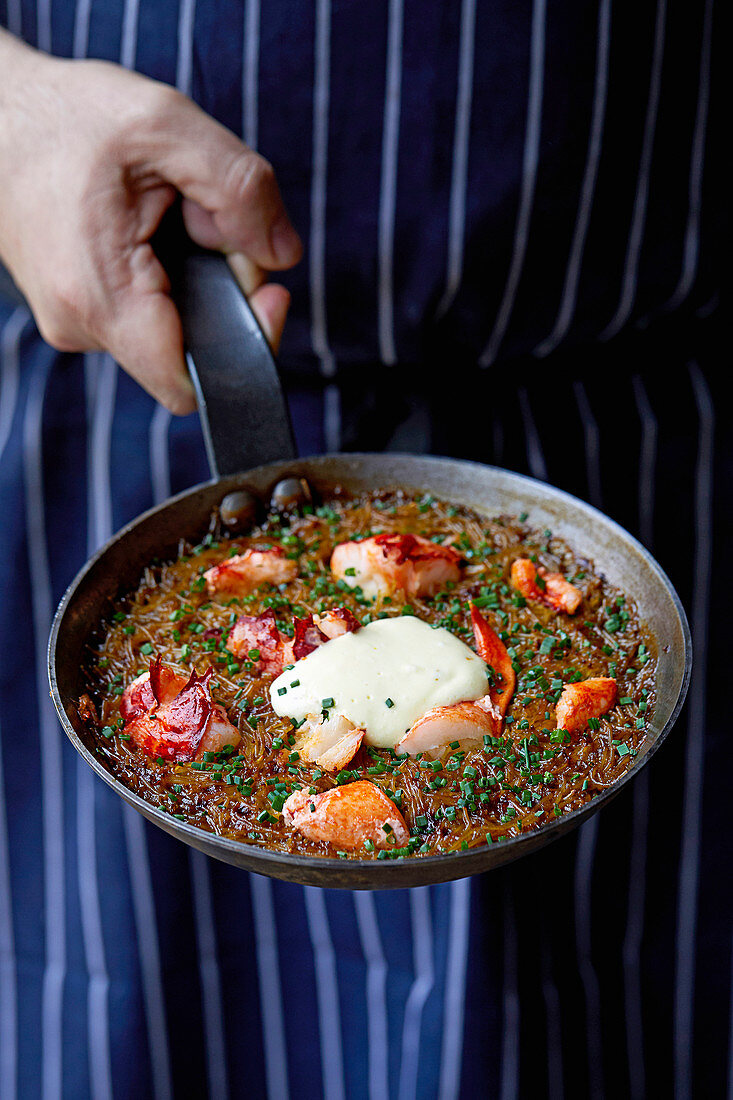 Baked lobster fideo pasta