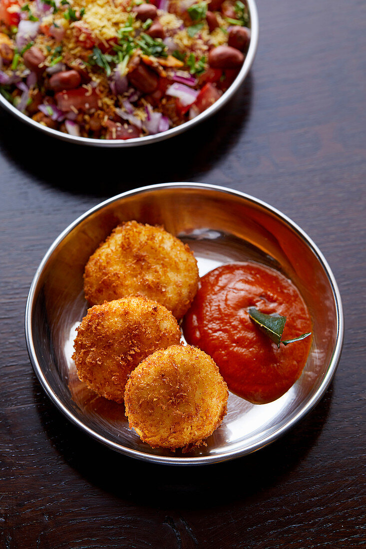 Dahi kebabs with tomato chutney