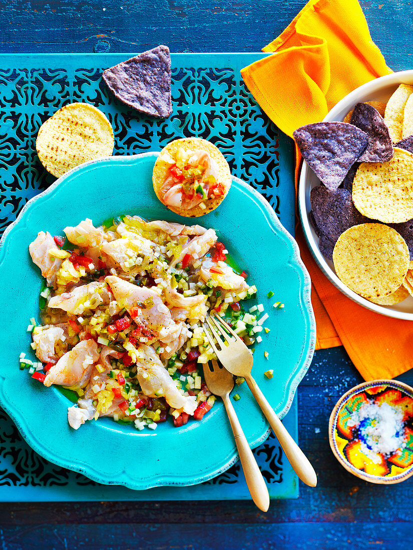 Snapper ceviche with pineapple salsa