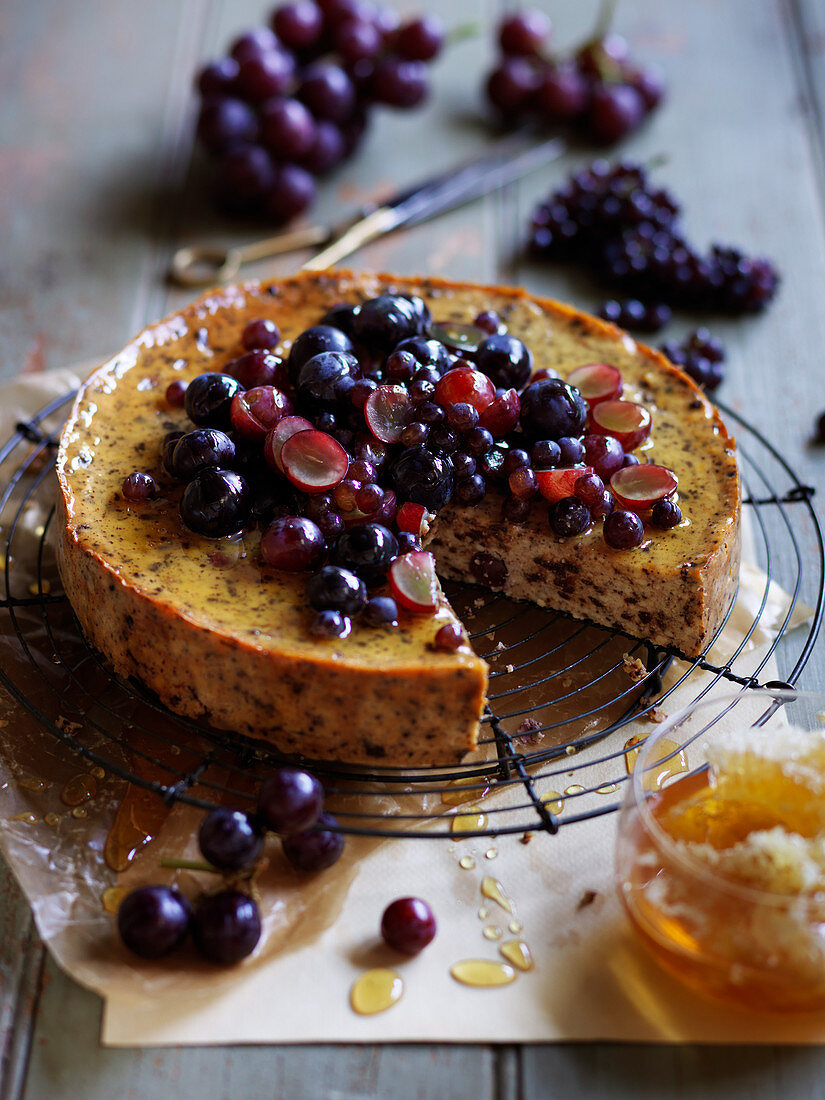 Ricotta and Choclate CheeseCake with Grapes