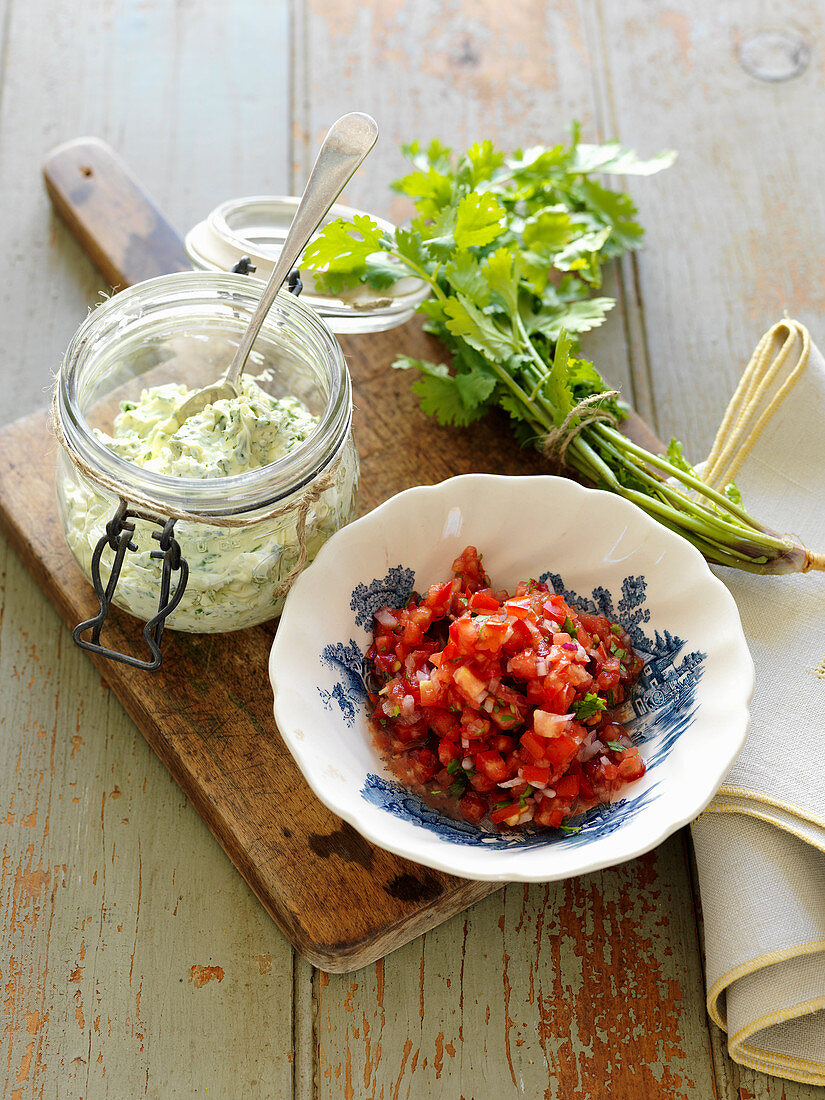 Herb Dip with Tomato Salsa