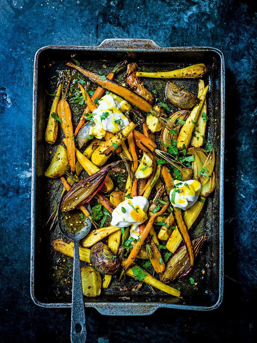 Oven root vegetable with ghee
