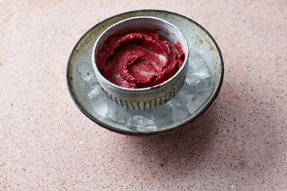 Veganes Brombeer-Vanille-Sorbet