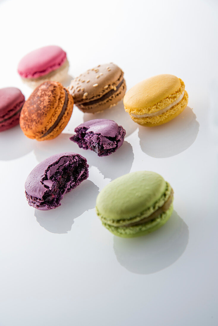 Different colorful macarons