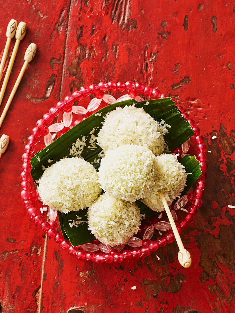 Sweet coconut balls from Thailand