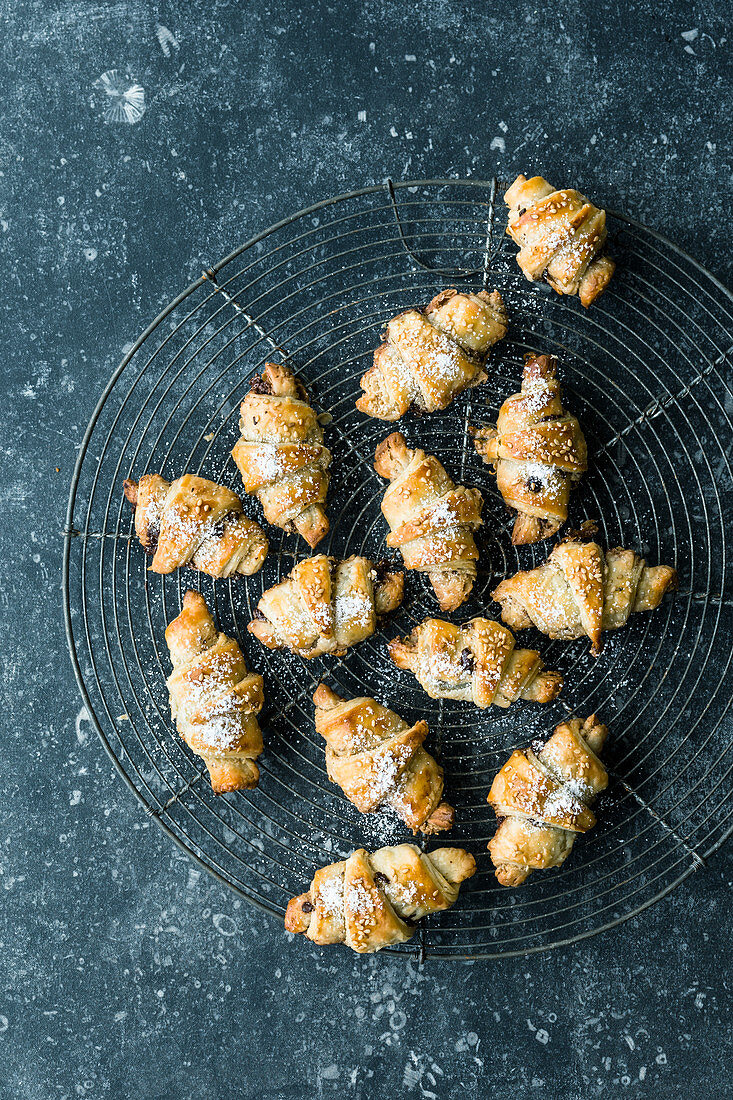 Rugelach (Jewish mini croissants with chocolate filling)