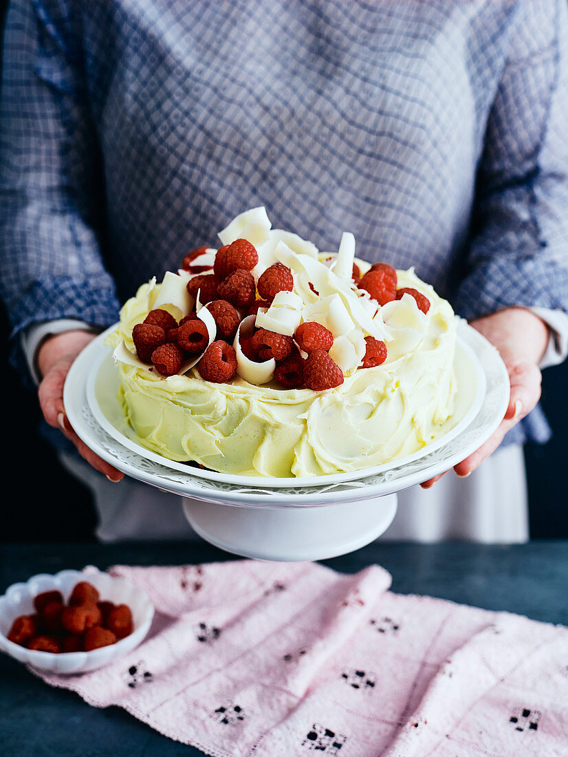 Raspberry White Chocolate Mud Cake