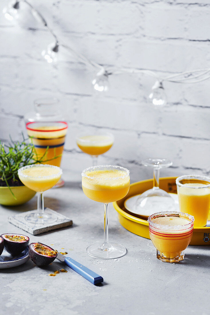 Frozen passion fruit and pineapple margaritas