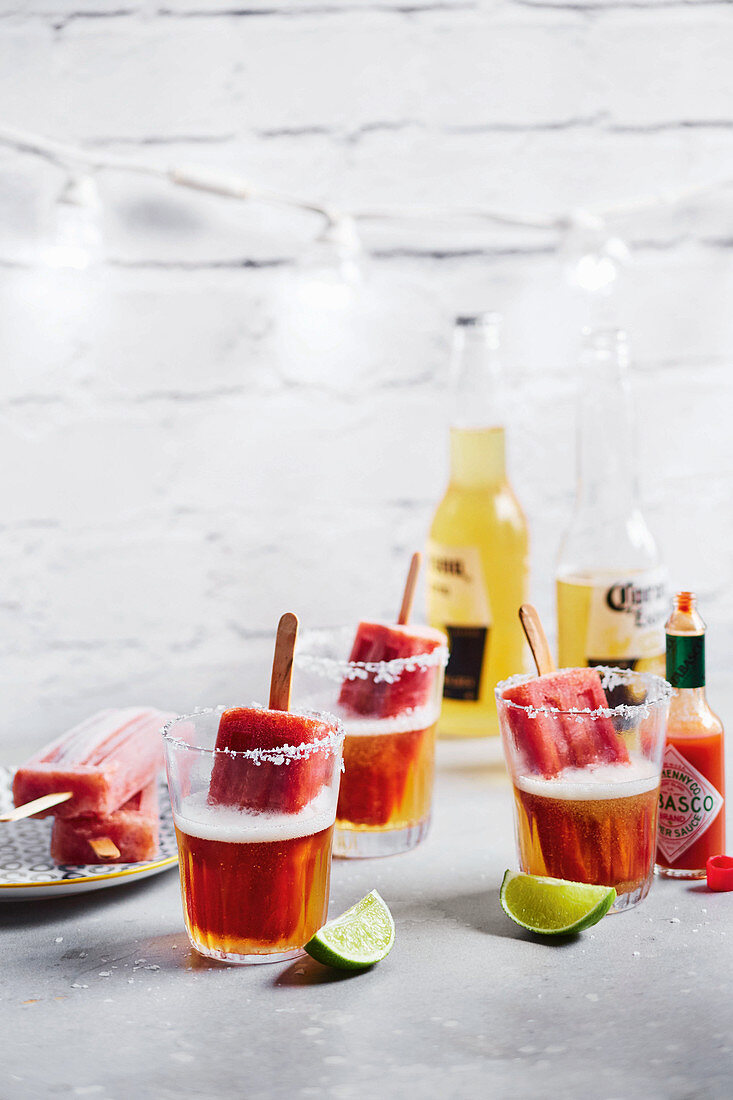 Tomato pops with soy sauce, tabasco and Maggi