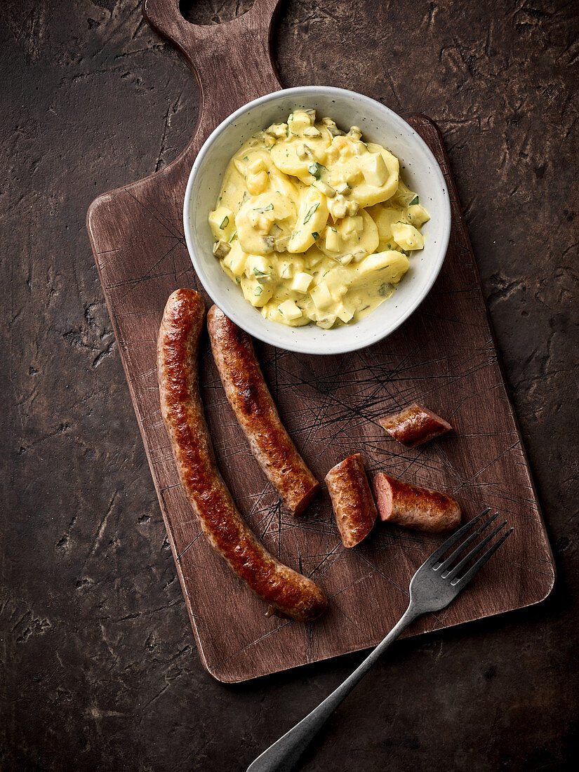 Wild boar sausages with potato salad