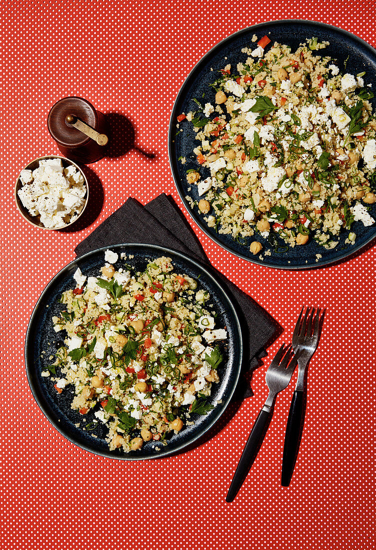Couscous salad with peppers and sheep's cheese