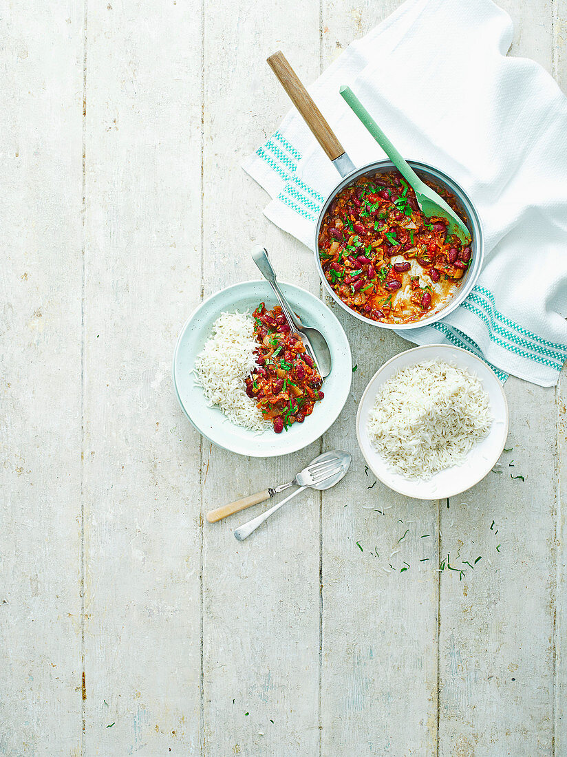 Kidneybohnen-Curry mit Reis