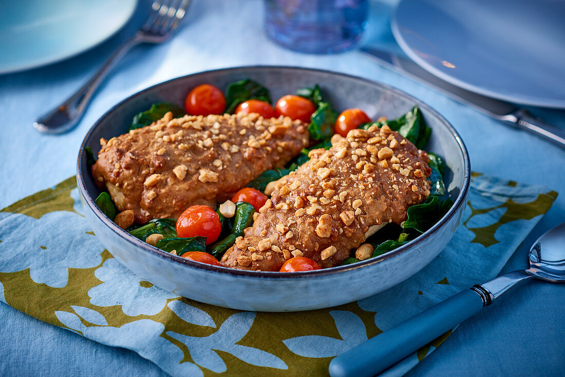 Chicken breast with a peanut crust