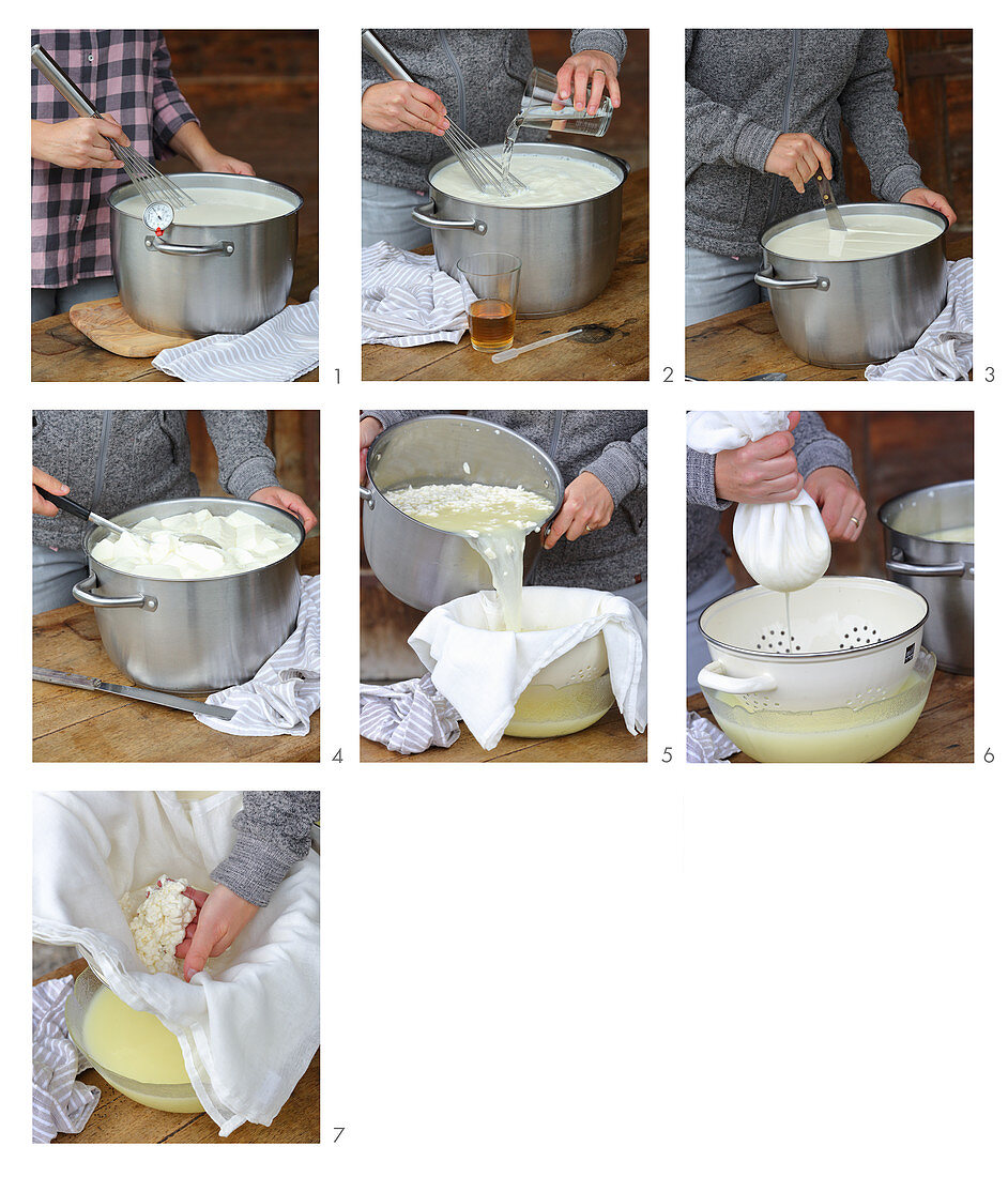 Cream cheese and whey being made